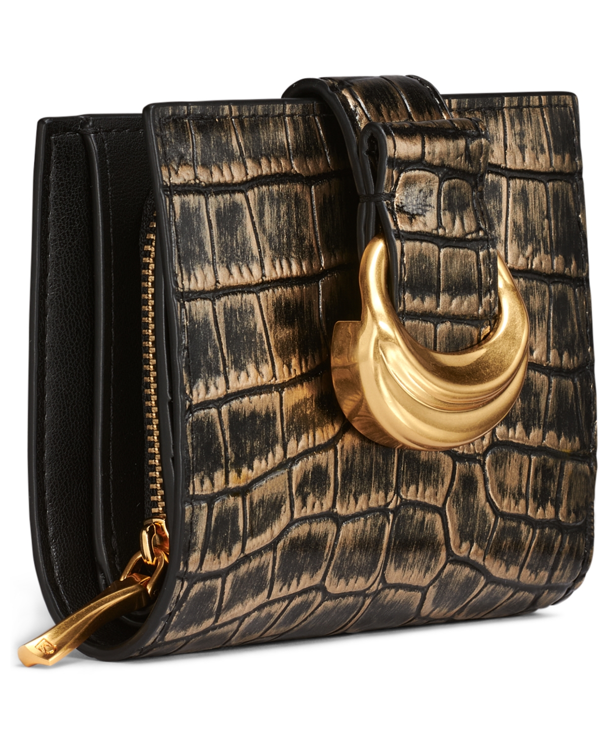 Donna Karan New York Valley Stream Metallic Croco Small Wallet In Brown