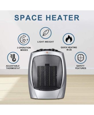 Small Space Heater Electric Portable Heater Fan for Home and Office Ceramic Fan Heaters with Adjustable Thermostat, 750W/1500W