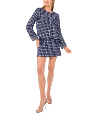 Women's Collarless Crew Neck Long Sleeve Jacket