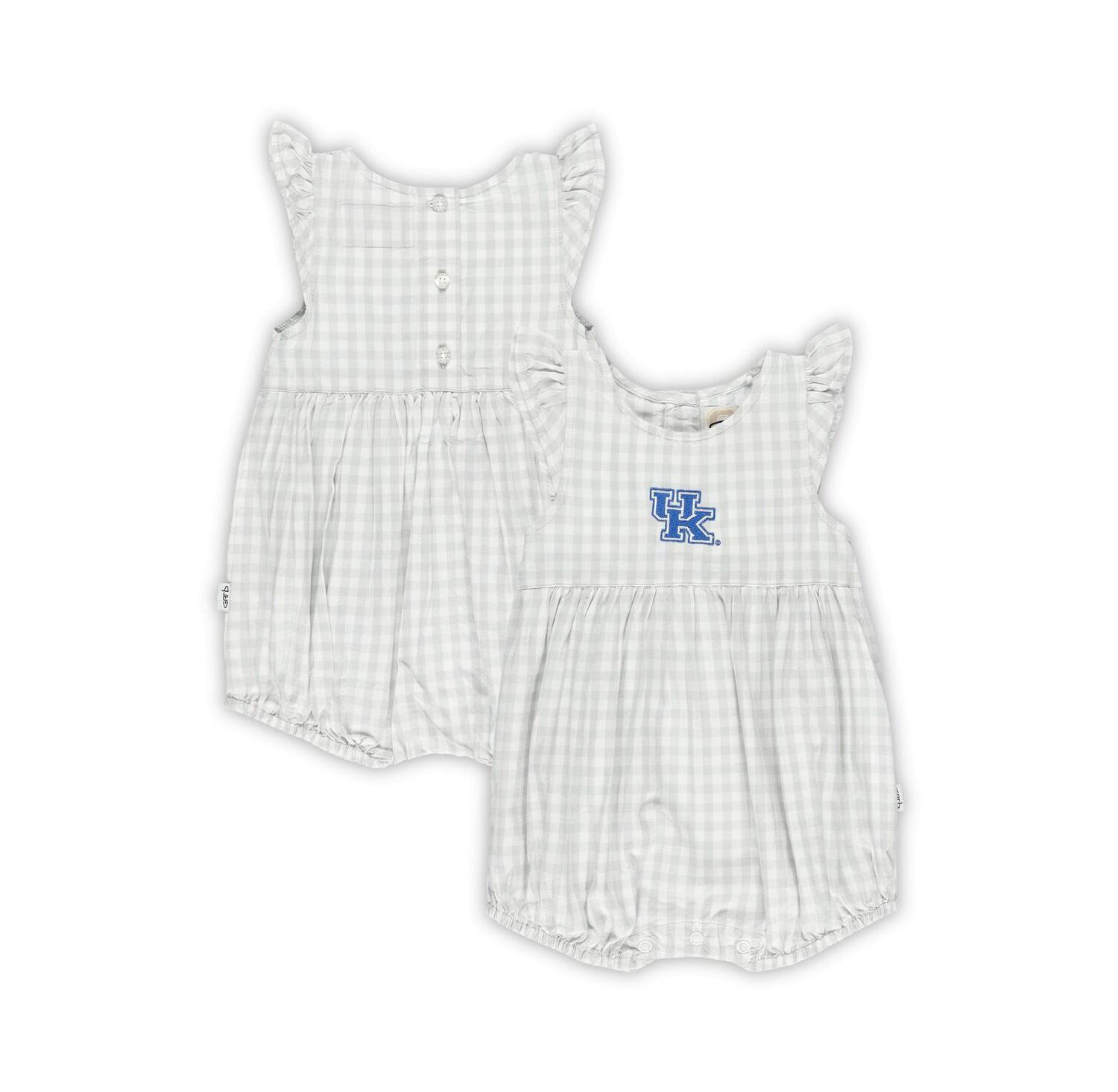 Baby Girls Gray Kentucky Wildcats Cara Gingham Ruffled Bodysuit