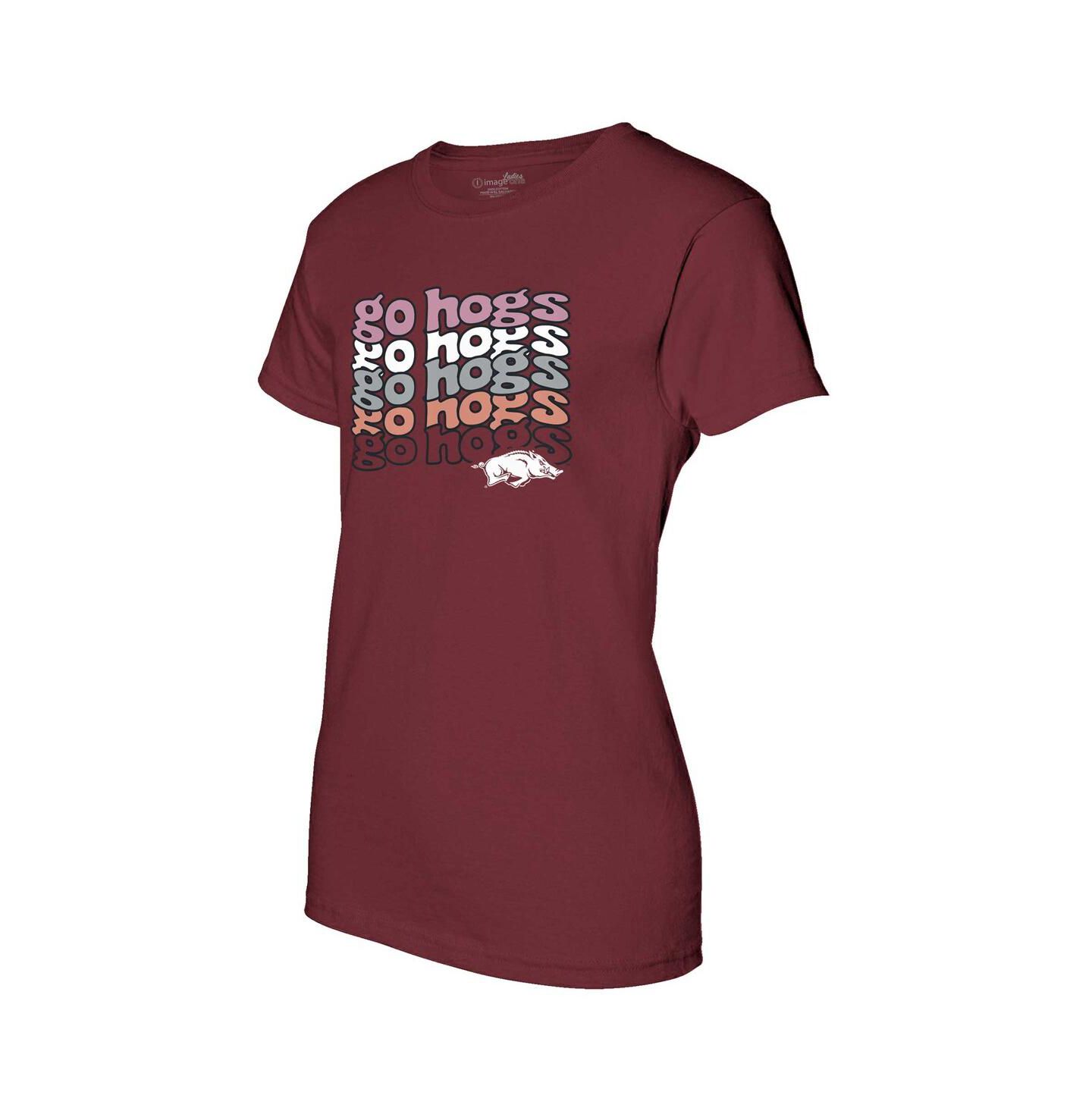 Женская футболка Image One Cardinal Arkansas Razorbacks Repeat Slogan Boyfriend — фото 2