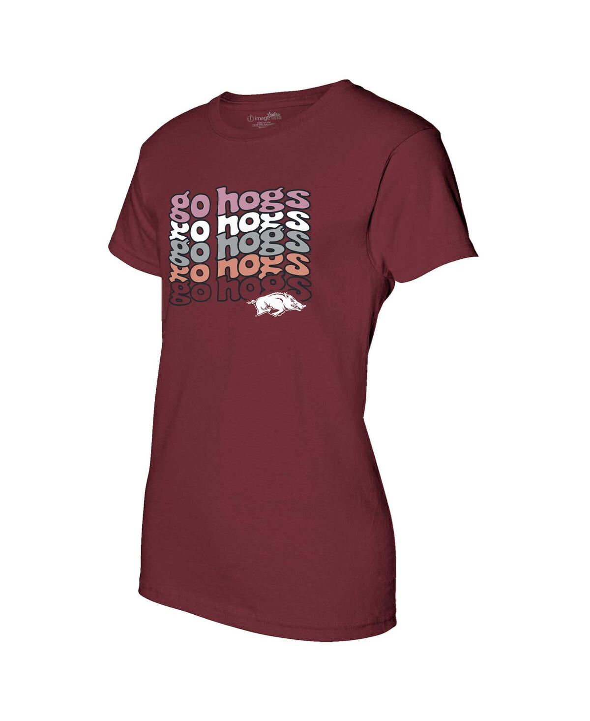 Image One Women's Cardinal Arkansas Razorbacks Repeat Slogan Boyfriend T-shirt In Red