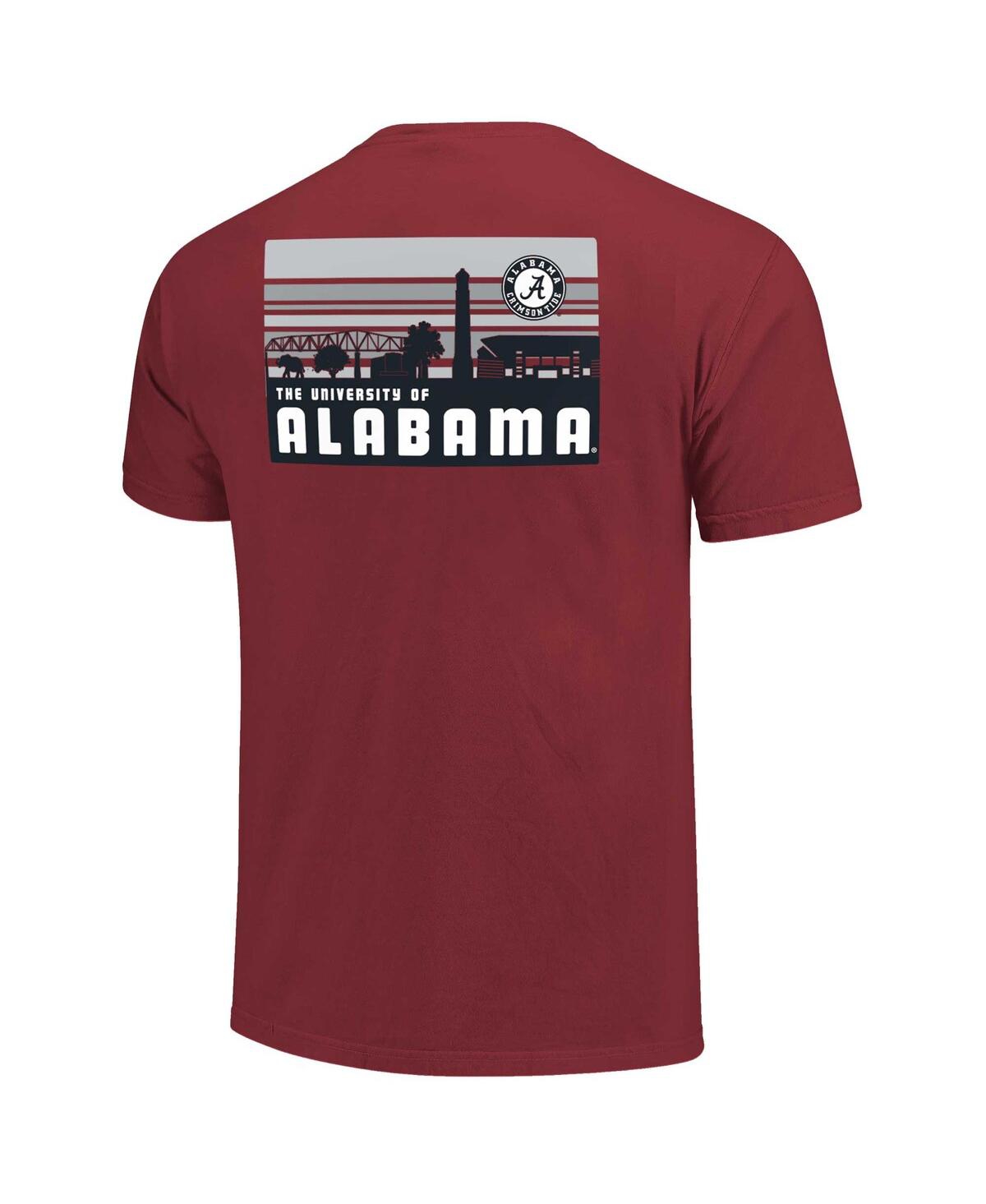 Image One Men's Crimson Alabama Crimson Tide Striped Campus Skyline T-shirt In Red