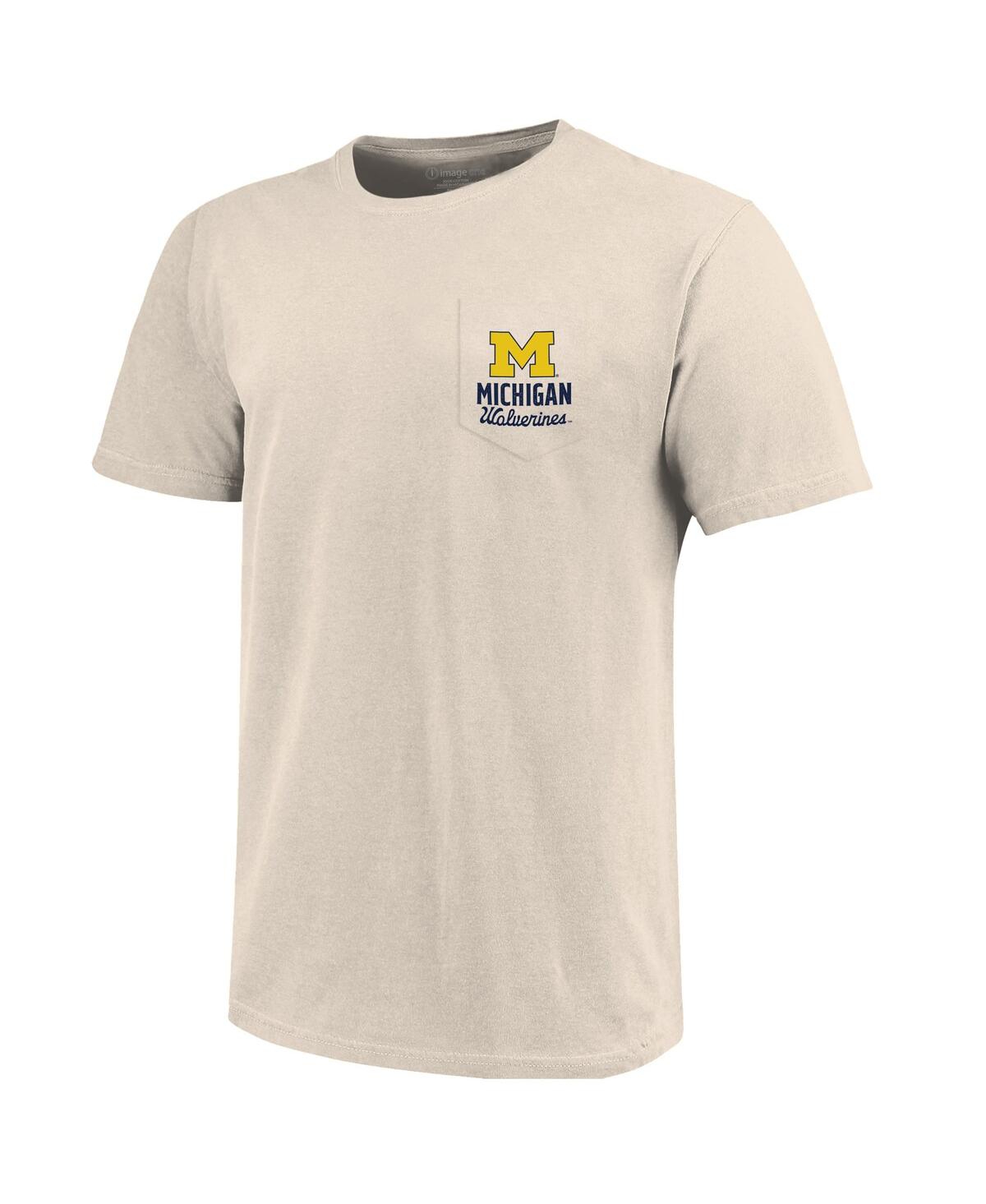 Image One Men's Cream Michigan Wolverines Big Tall Mascot Overlay Essential Pocket T-shirt In White