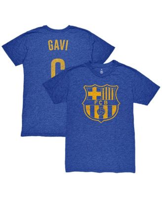 1863FC - Men's Gavi Heather Royal Barcelona Player Name Number Twisted Tri-Blend Slub T-shirt