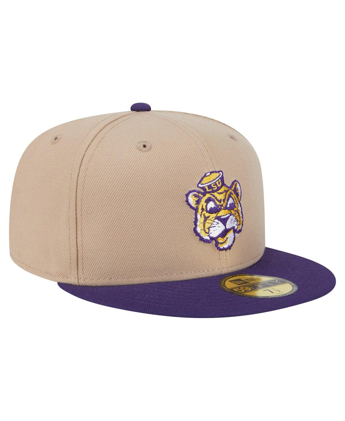 New Era Men's Khaki Lsu Tigers Throwback Two-tone 59fifty Fitted Hat In Brown