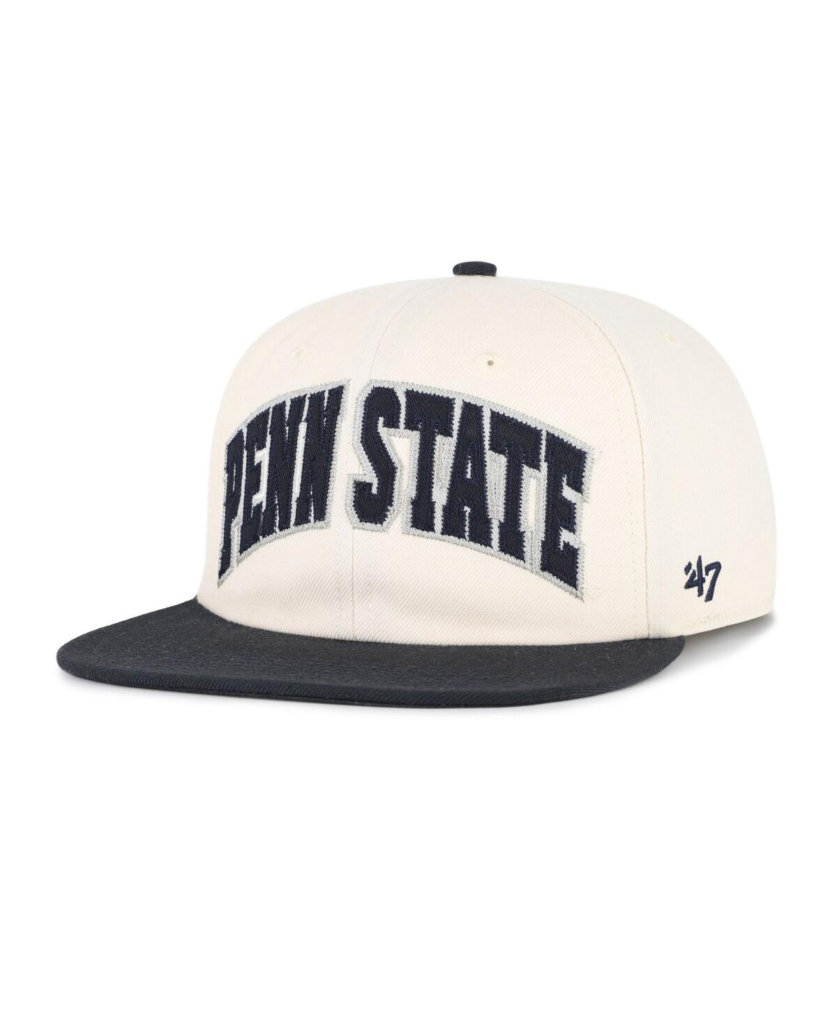 47 Brand Men's And Women's Natural Penn State Nittany Lions Crossover Off Hand Captain Adjustable Hat In White