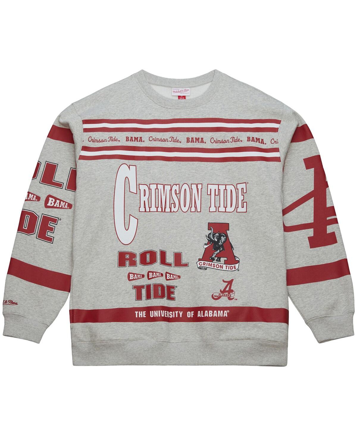 Mitchell & Ness Men's Gray Alabama Crimson Tide All Over Print Sweatshirt In Gray
