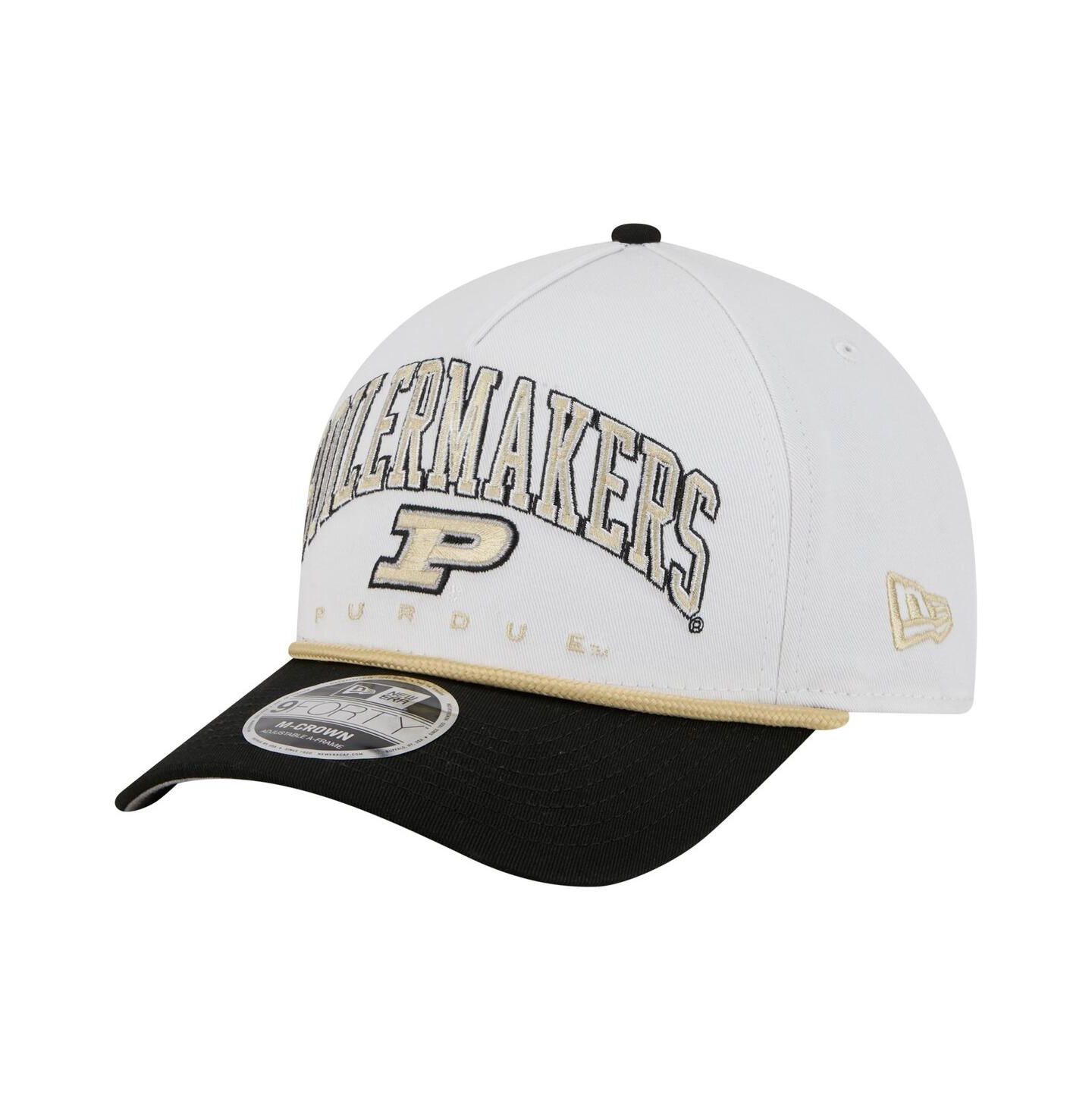 Мужская кепка New Era White/Black Purdue Boilermakers Arch Two-Tone Rope 9FORTY A-Frame M-Crown Adjustable Hat — фото 1