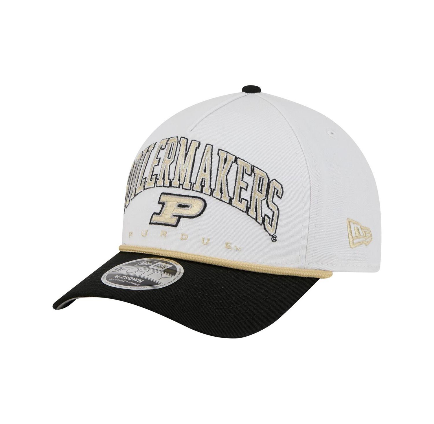 Men's White/Black Purdue Boilermakers Arch Two-Tone Rope 9FORTY A-Frame M-Crown Adjustable Hat