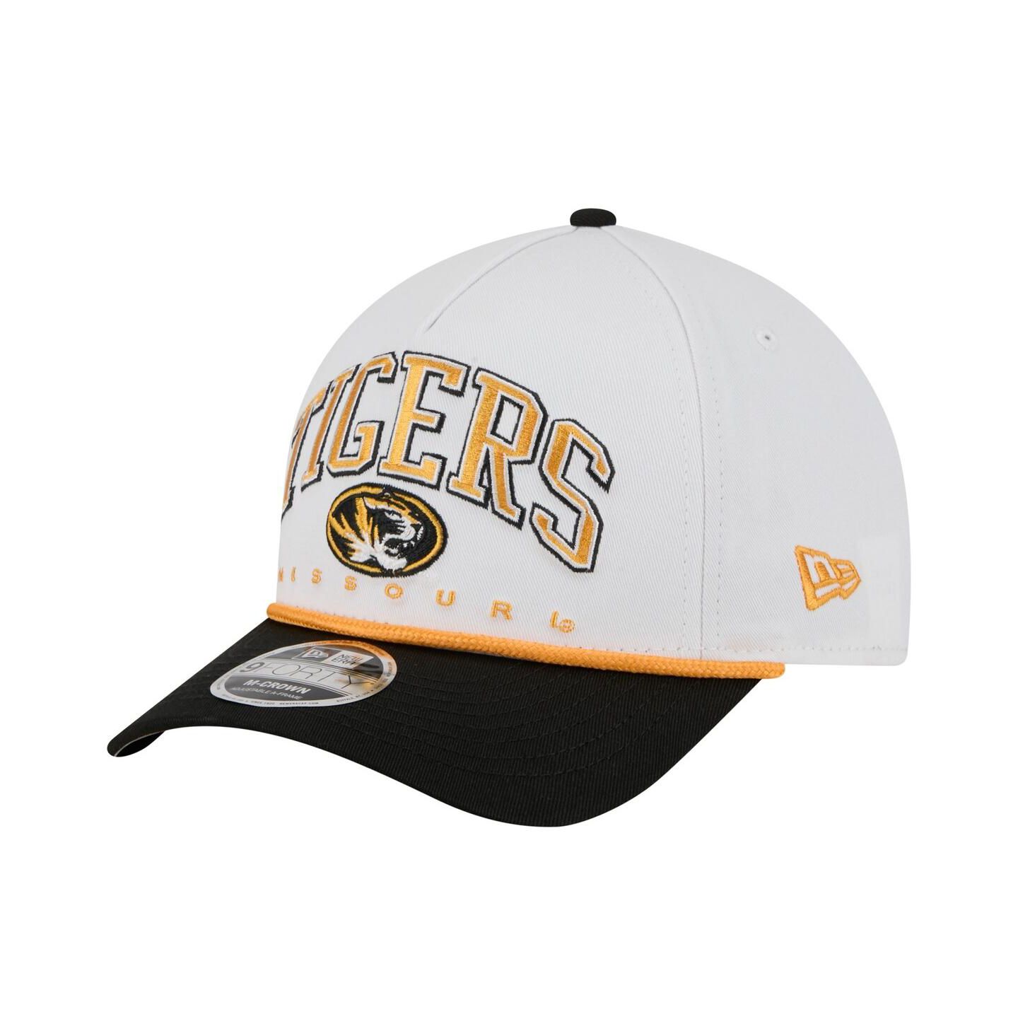 Мужская кепка New Era White/Black Missouri Tigers Arch Two-Tone Rope 9FORTY A-Frame M-Crown Adjustable Hat — фото 1