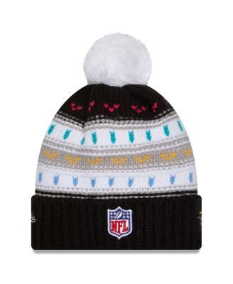 Women's Black Cleveland Browns 2025 NFL Crucial Catch Cuffed Knit with Pom Hat