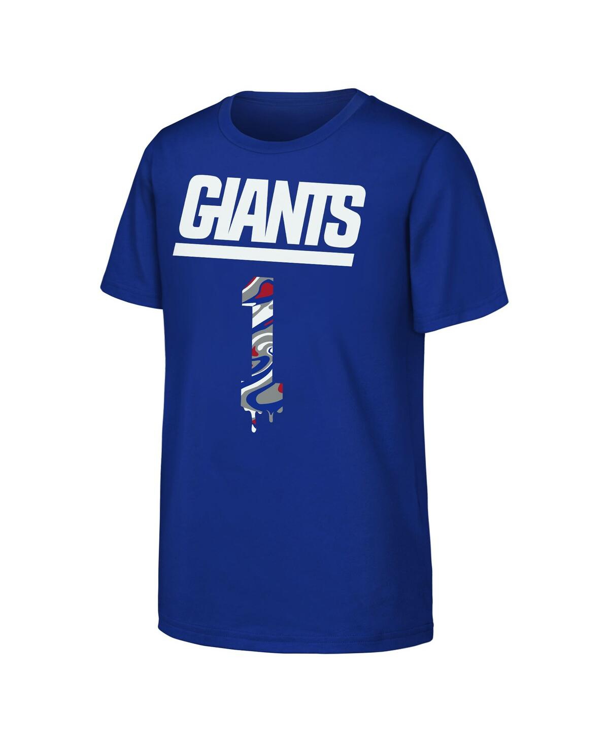 Outerstuff Big Boys And Girls Malik Nabers Royal New York Giants Mainliner Drip Player Name Number T-shirt In Blue
