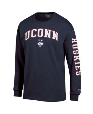 Men's Navy UConn Huskies Arch Over Logo 2-Hit Long Sleeve T-Shirt