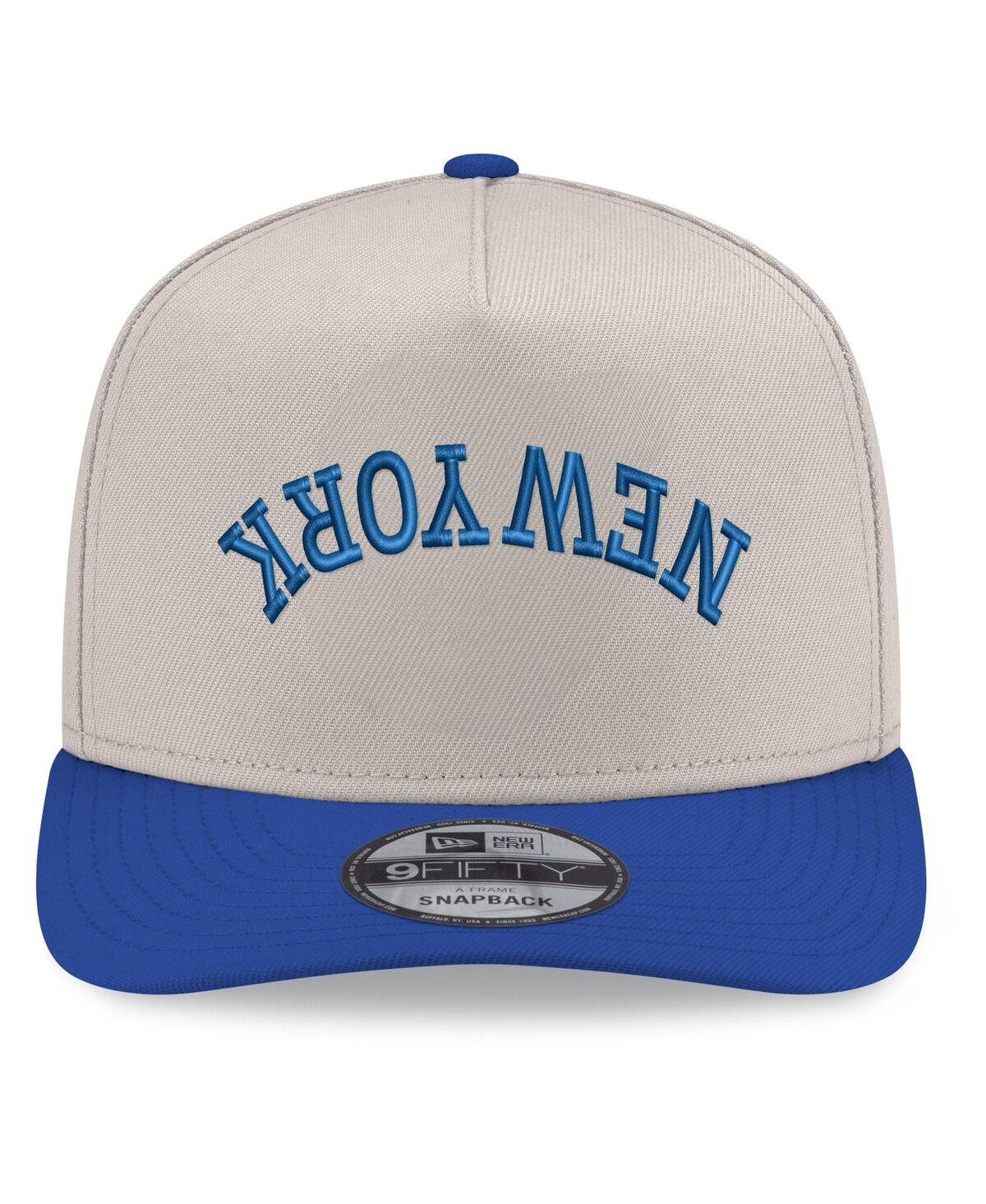 New Era Men's Cream/royal New York Mets Upside Down City Name A-frame 9fifty Snapback Hat In Gray