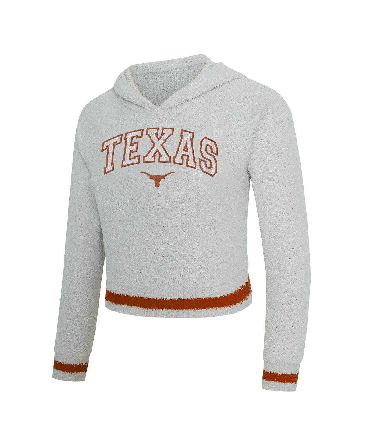 Concepts Sport Women's 2-piece Gray/orange Texas Longhorns Whitley Long Sleeve Hoodie Top And Shorts Set In White