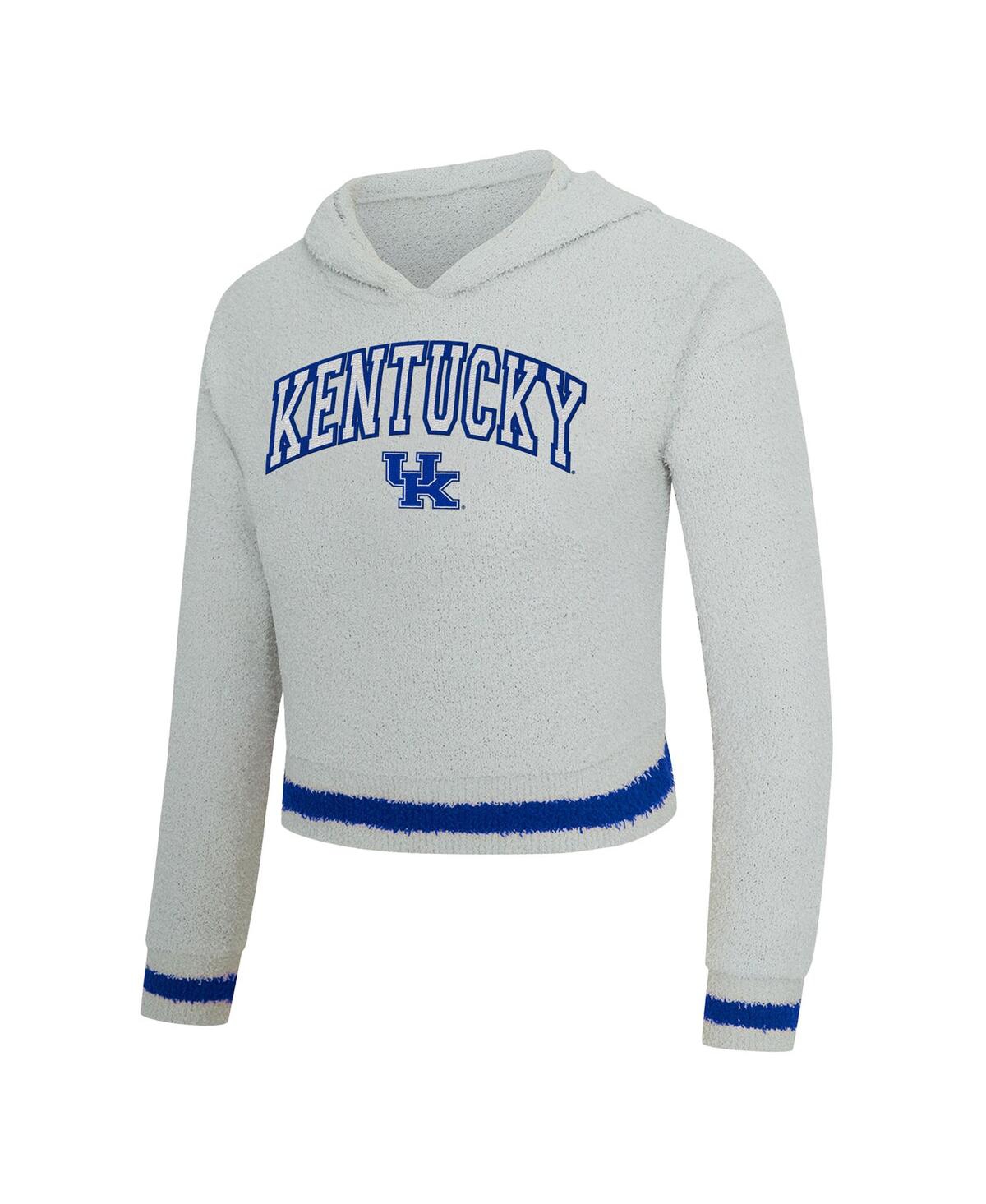 Concepts Sport Women's 2-piece Gray/royal Kentucky Wildcats Whitley Long Sleeve Hoodie Top And Shorts Set In White