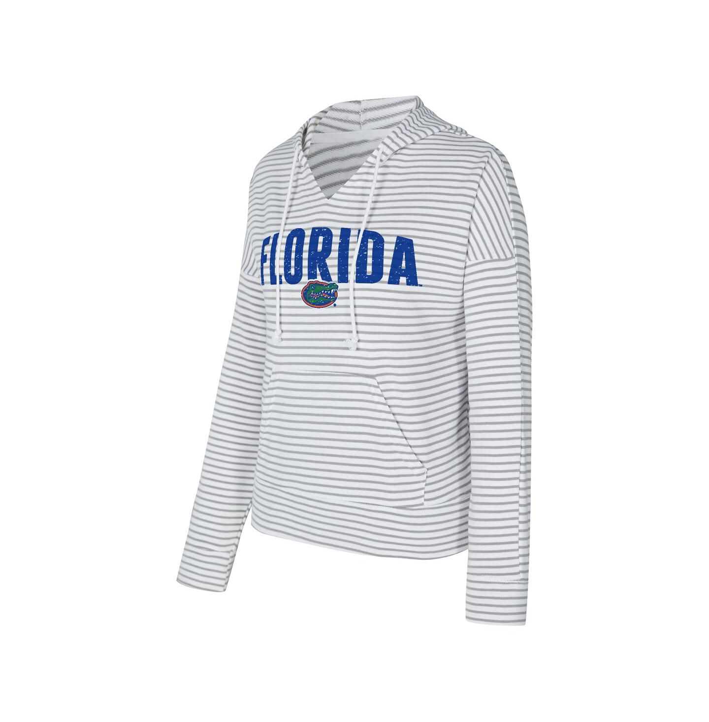 Мужское худи Concepts Sport White/Gray Florida Gators French Terry Striped V-Neck Pullover — фото 2