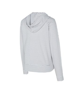 Men's White/Gray West Virginia Mountaineers French Terry Striped V-Neck Pullover Hoodie