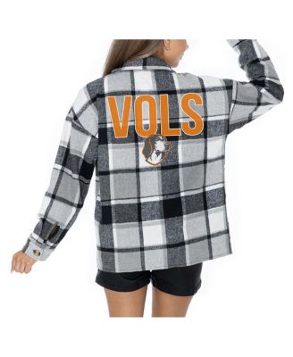 Gameday Couture - Women's Grey Tennessee Volunteers Long Sleeve Brushed Plaid Button-Up Overshirt Jacket