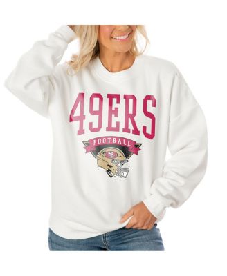 Gameday Couture - Women's White San Francisco 49ers Oversized Yard Line Tri-Blend Pullover Sweatshirt