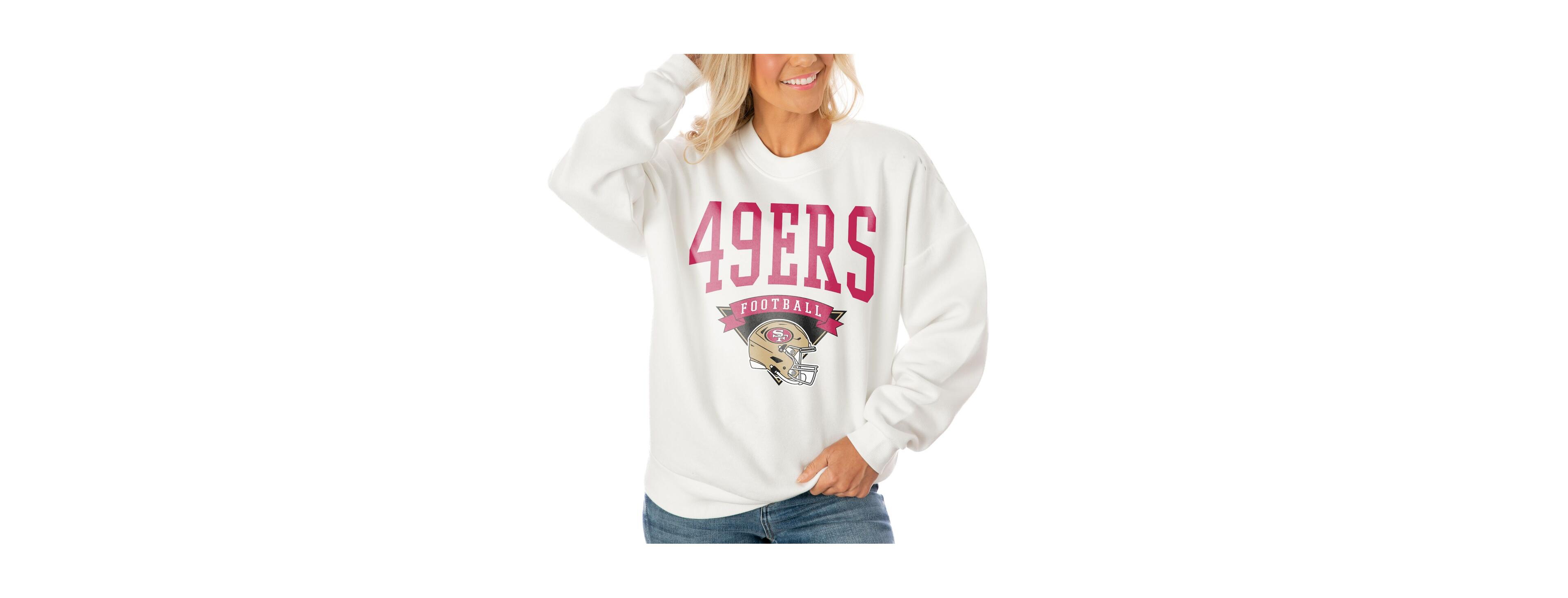 Gameday Couture Women's White San Francisco 49ers Oversized Yard Line Tri-Blend Pullover Sweatshirt