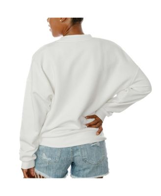 Women's White Dallas Cowboys Oversized Take A Holiday Pullover Sweatshirt