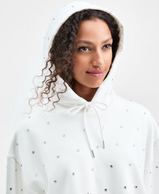 Women's Rhinestone-Embellished Bubble-Hem Hoodie, Macy's Exclusive