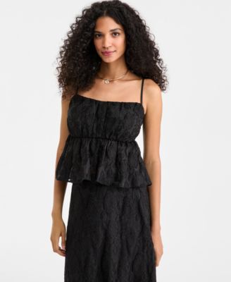 Women's Floral-Textured Sleeveless Peplum Top, Macy's Exclusive