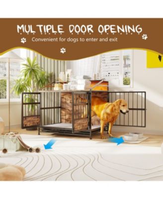 Wooden Dog Crate Furniture with Storage - Brown