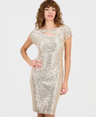 Women's Sequin Cutout Cap Sleeve Sheath Dress