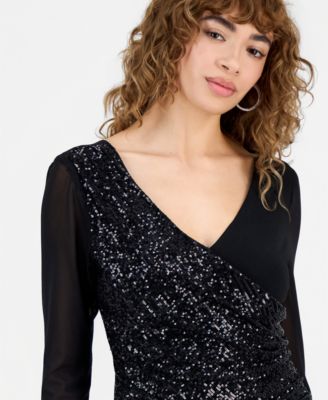 Women's Sequin-Panel Jersey Sheath Dress
