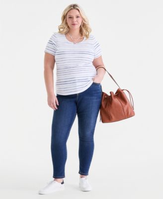Plus Size Printed Scoop-Neck Short-Sleeve T-Shirt, Macy's Exclusive
