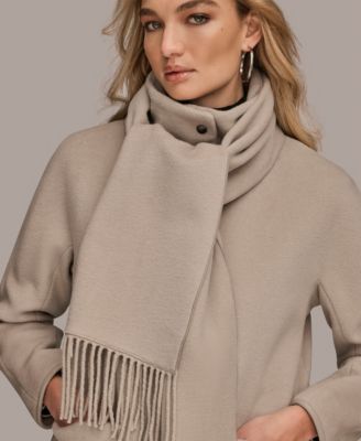 Women's Snap Button Scarf Coat