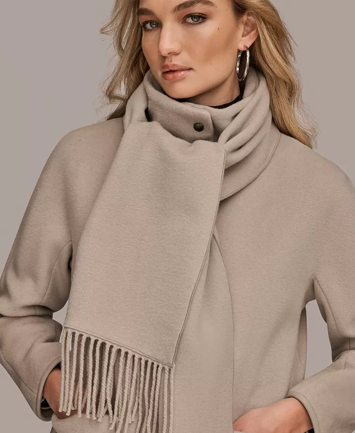 Women's Snap Button Scarf Coat - thumbnail 4
