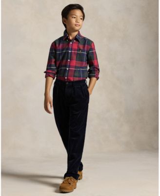Boys' 8-20 Plaid Cotton Oxford Shirt