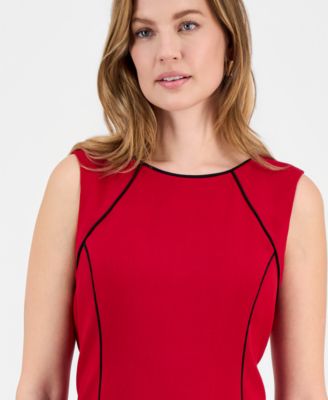 Women's Stretch-Crepe Contrast-Piping Sheath Dress