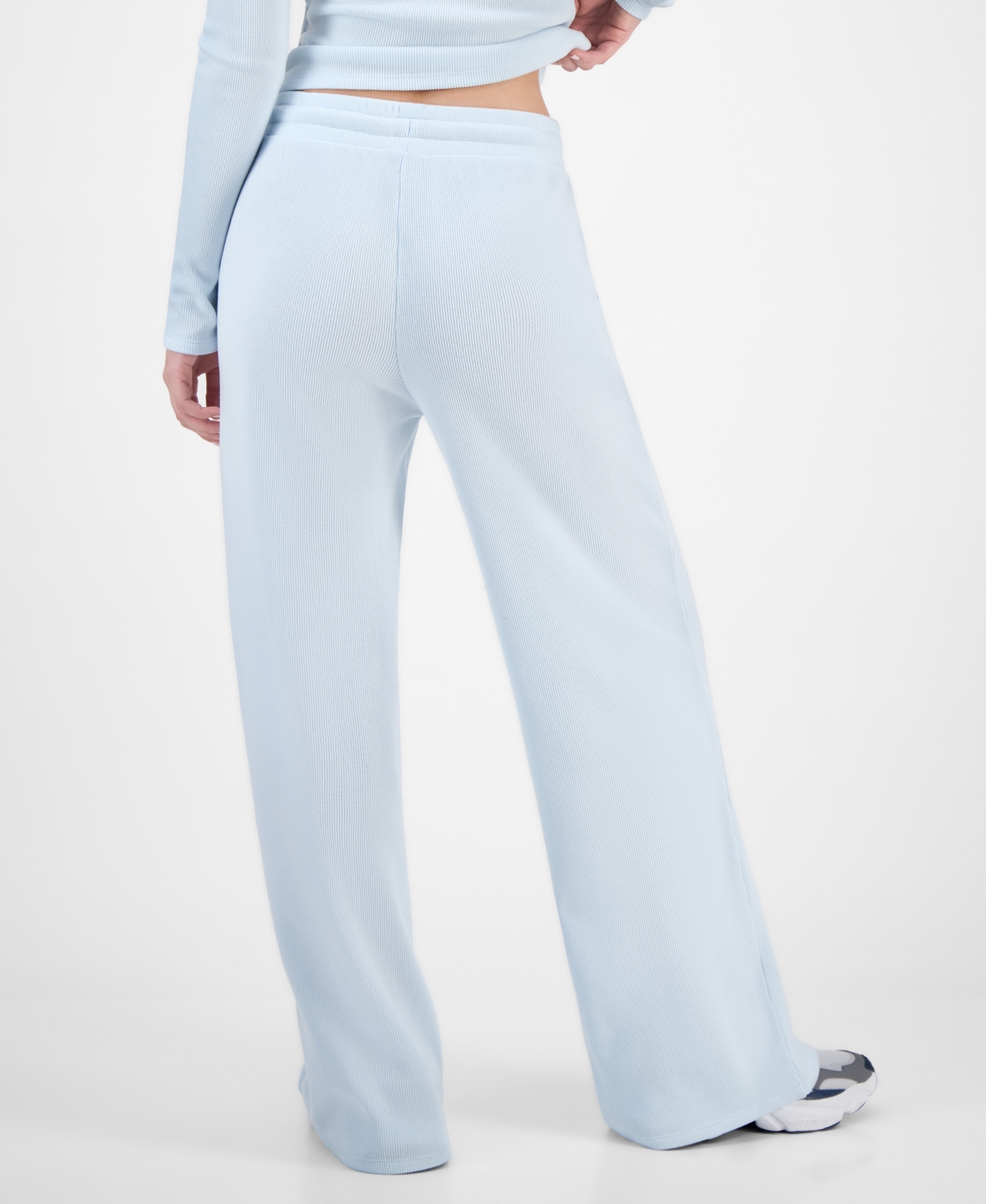 Madden Girl Juniors' Hacci-knit Wide-leg Sweatpants In Blue