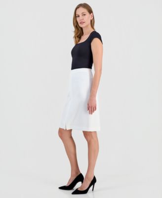 Women's Box-Pleat Pencil Skirt, Regular & Petite