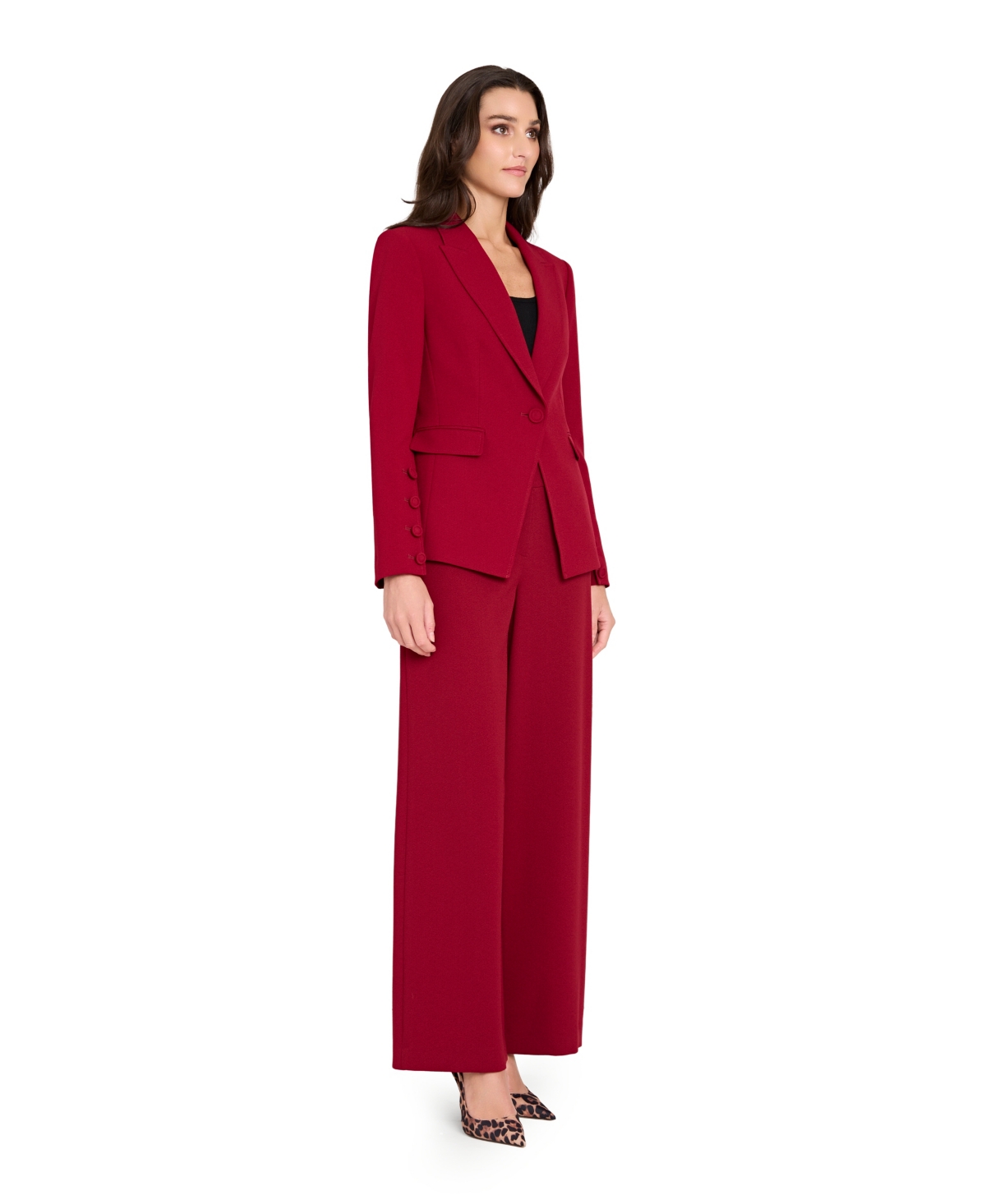 Tahari Asl Plus Size Mid-rise Wide-leg Pants In Purple