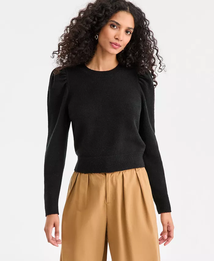 Women's Puff-Sleeve Crewneck Sweater - thumbnail 7