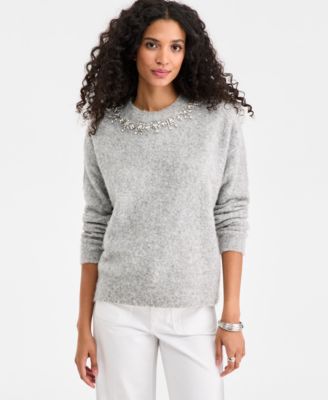 On 34th - Women's Embellished Brushed Pullover Sweater
