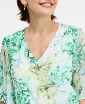 Women's Printed Necklace Top, Macy's Exclusive