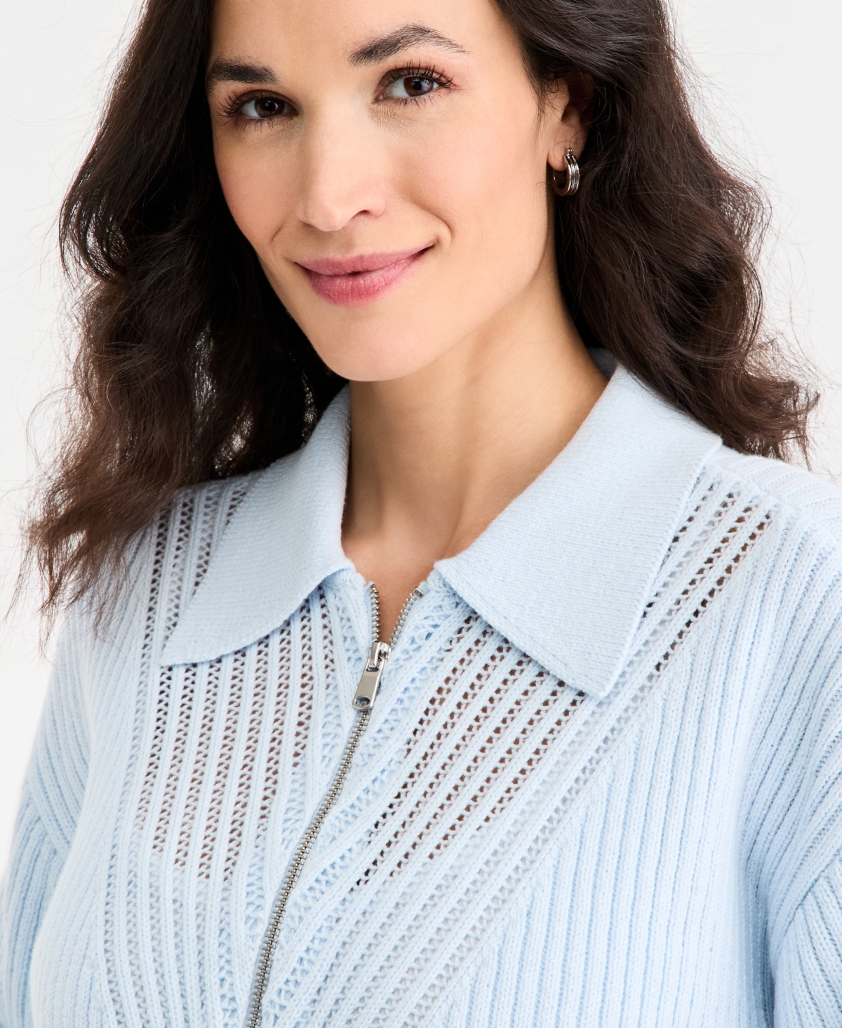 On 34th Women's Pointelle Zip Cardigan Sweater, Macy's Exclusive