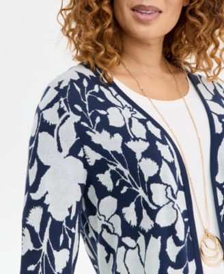 Women's Floral Jacquard Cardigan Sweater, Macy's Exclusive