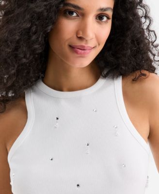 Women's Embellished Ribbed Knit Sleeveless Top, Macy's Exclusive