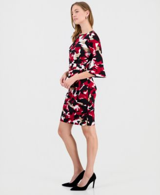 Women's Printed Bell-Sleeve Sheath Dress