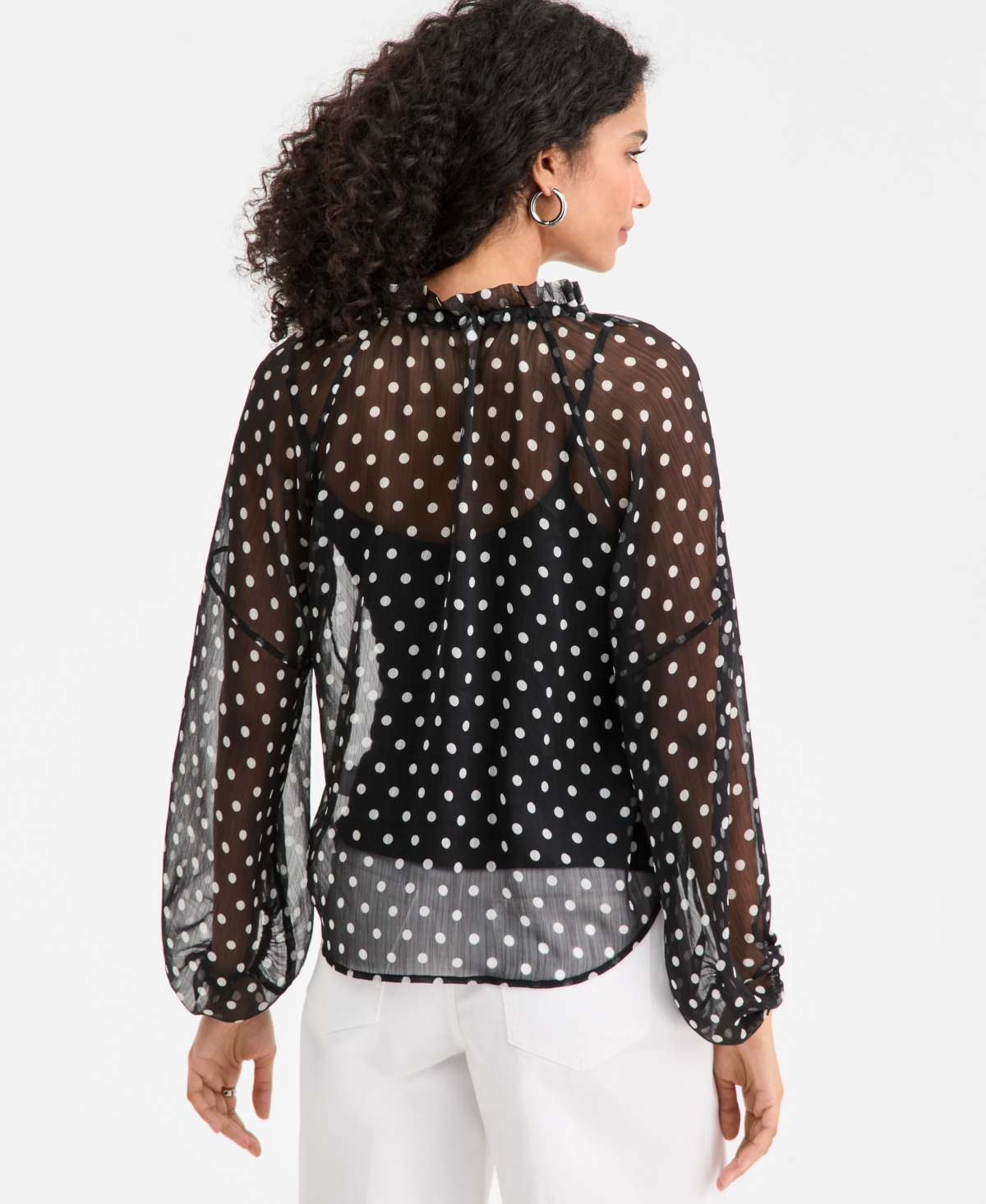 On 34th Women's Blouson-Sleeve Split-Neck Button-Front Blouse, Macy's Exclusive