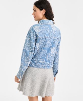 Women's Denim Jacquard Trucker Jacket, Macy's Exclusive