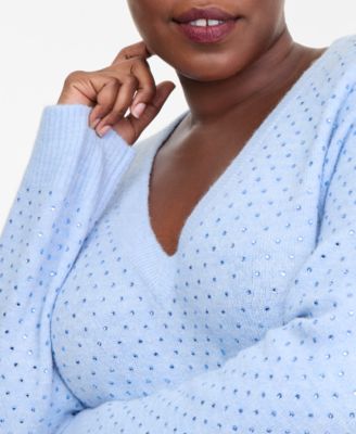 Plus Size Embellished V-Neck Sweater, Macy's Exclusive 